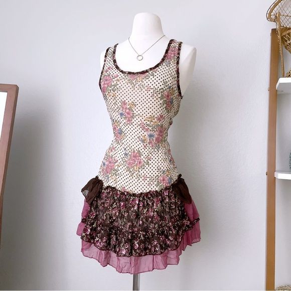 Floral Whimsical Fairy Mini Dress Tunic - Picture 1 of 5